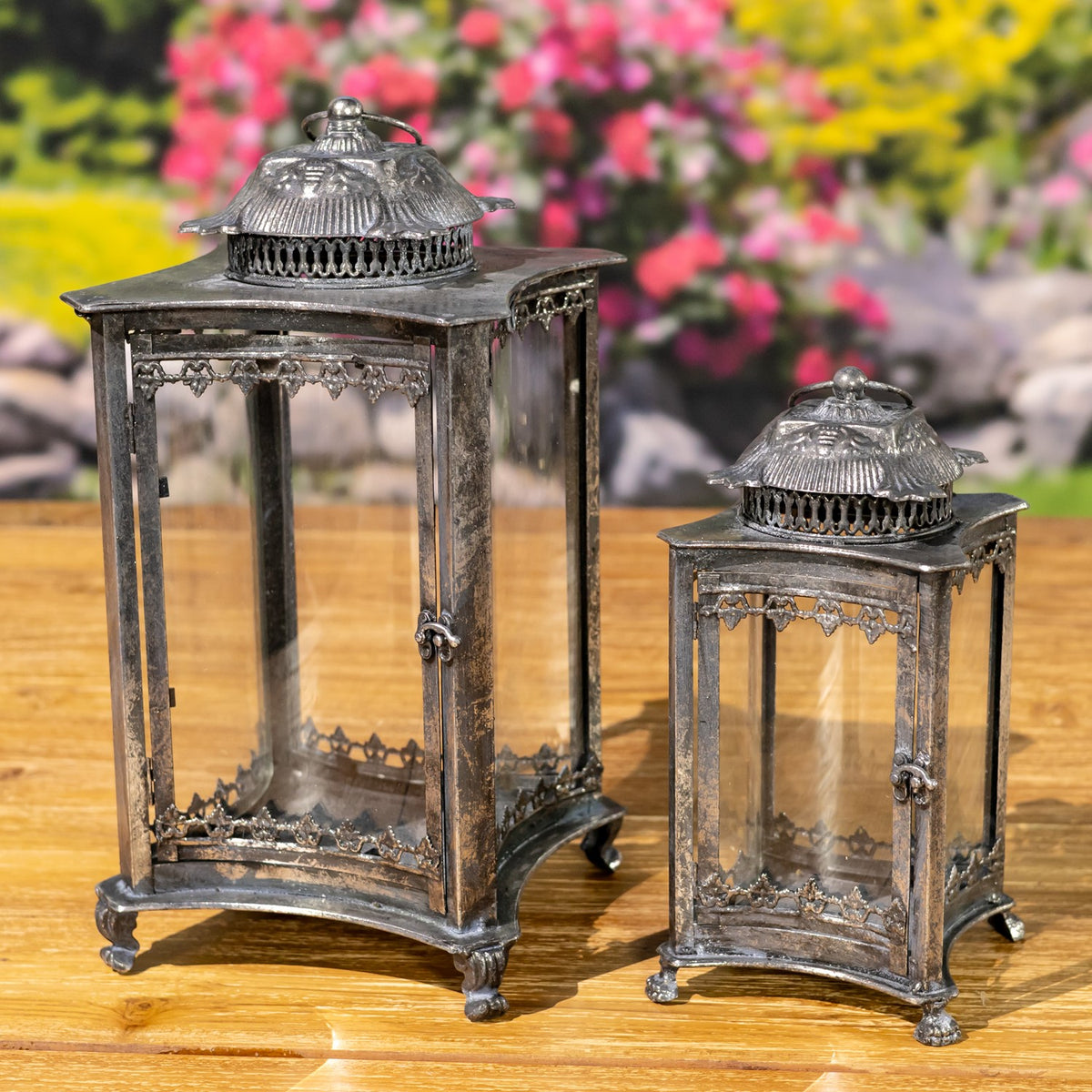 Set of 2 Iron/Glass Terrariums "Frankfurt"