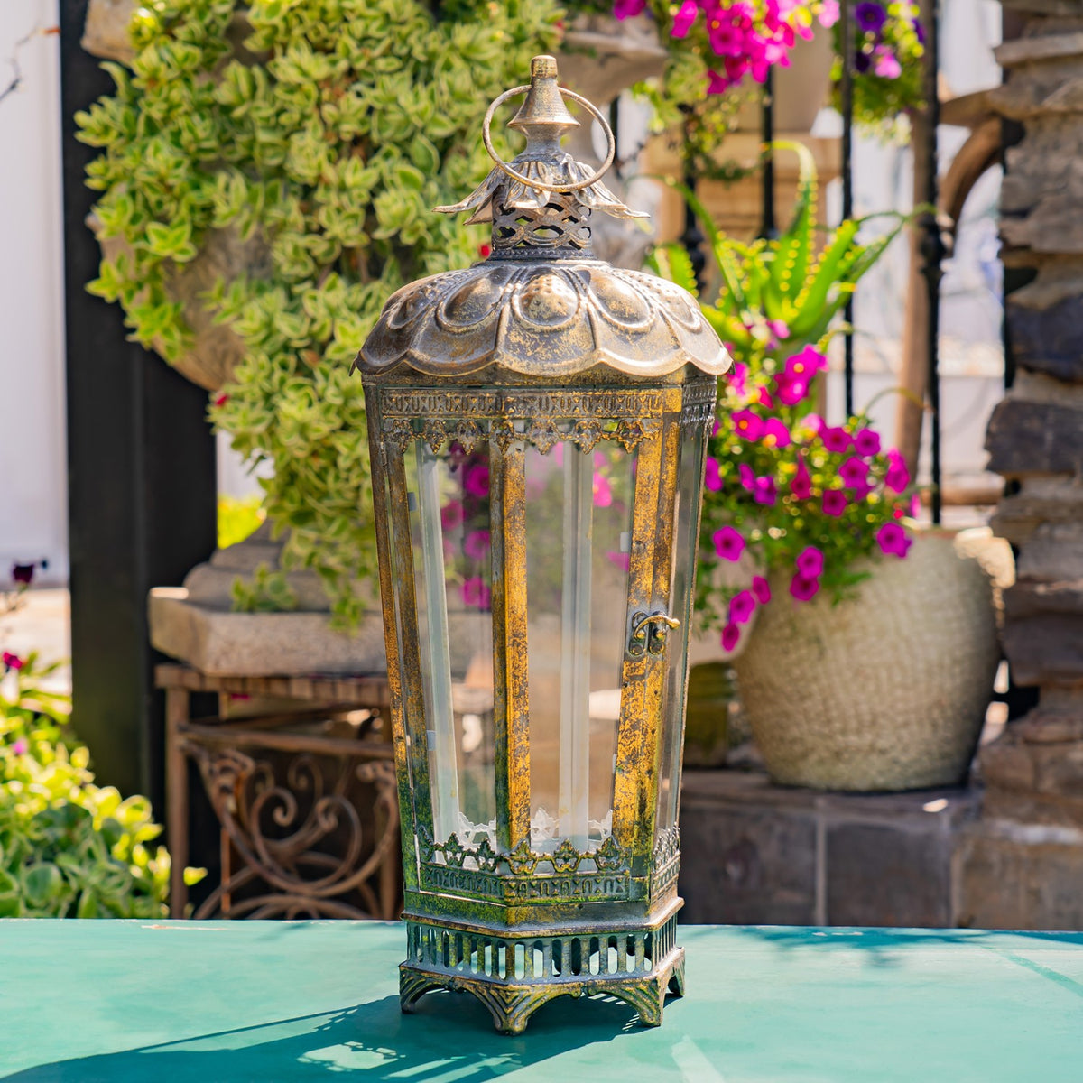 Tall Embellished Iron/Glass Terrarium "Davitiani"