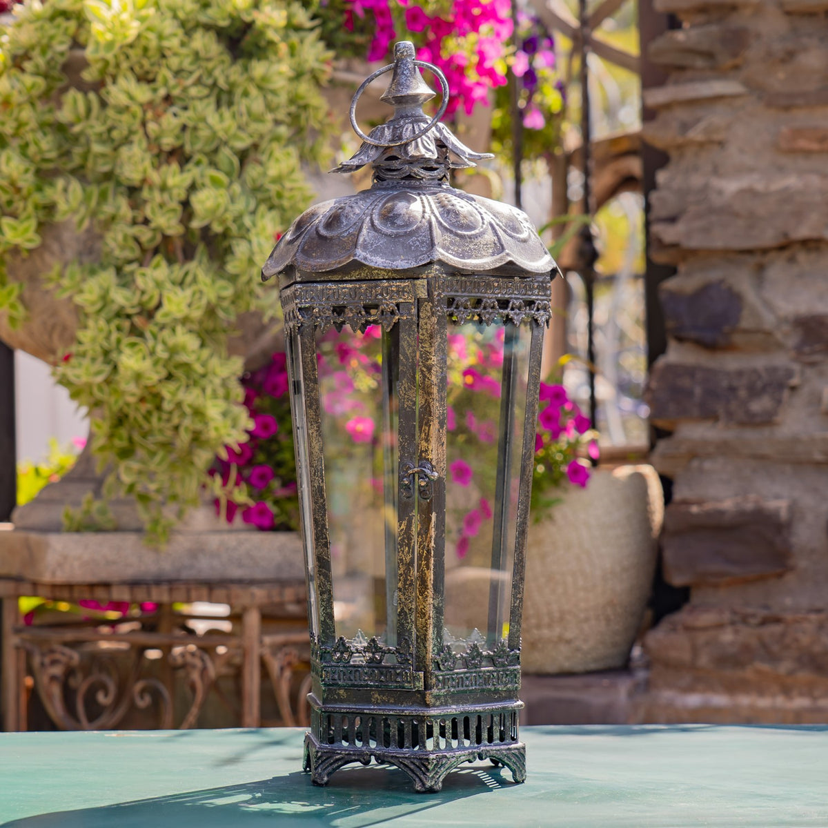 Tall Embellished Iron/Glass Terrarium "Davitiani"