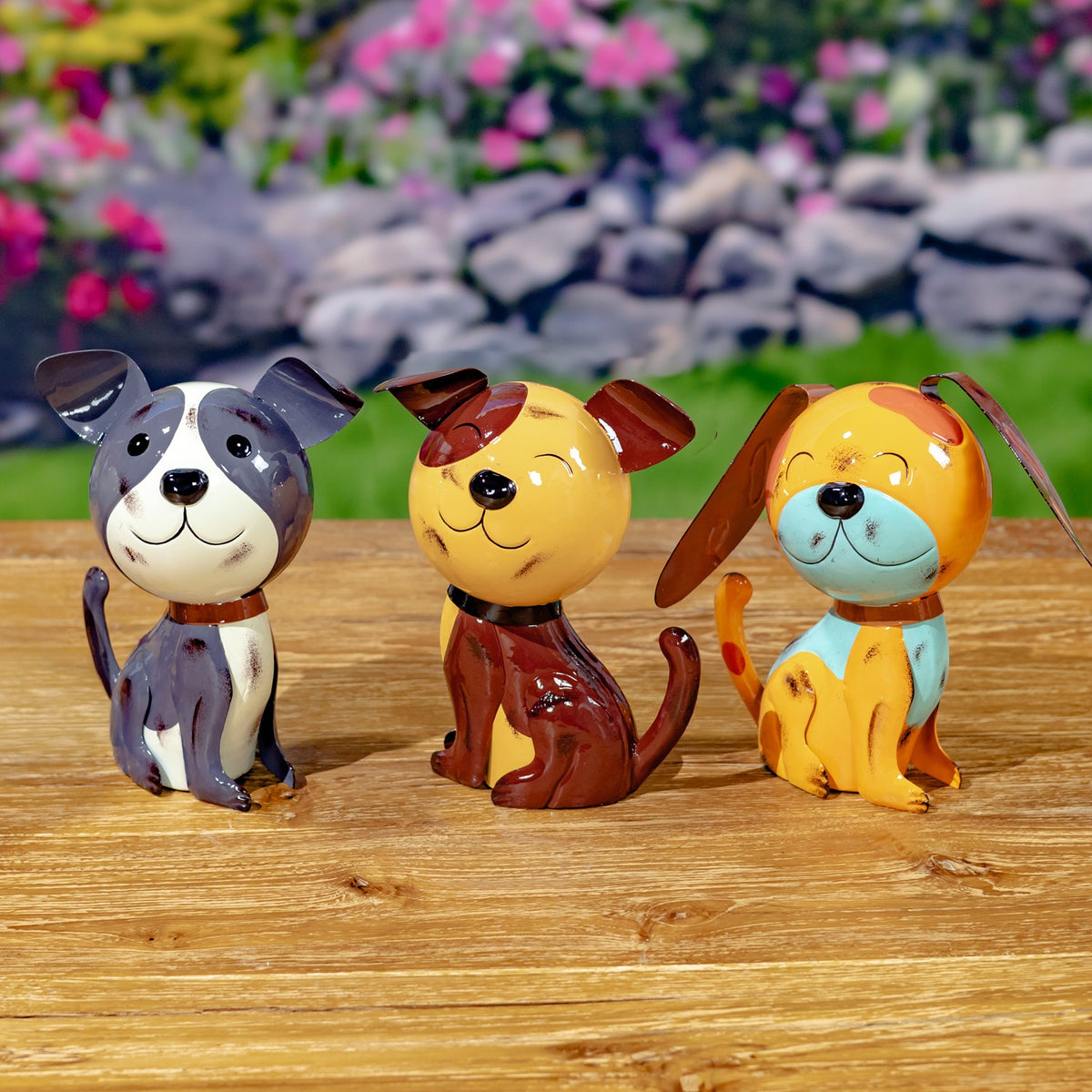 Set of 6 Assorted Metal Dog Figurines "The Puppy Pack"