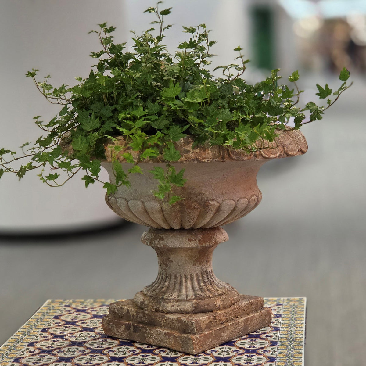 17" Tall Distressed Round Classic Urn Planter