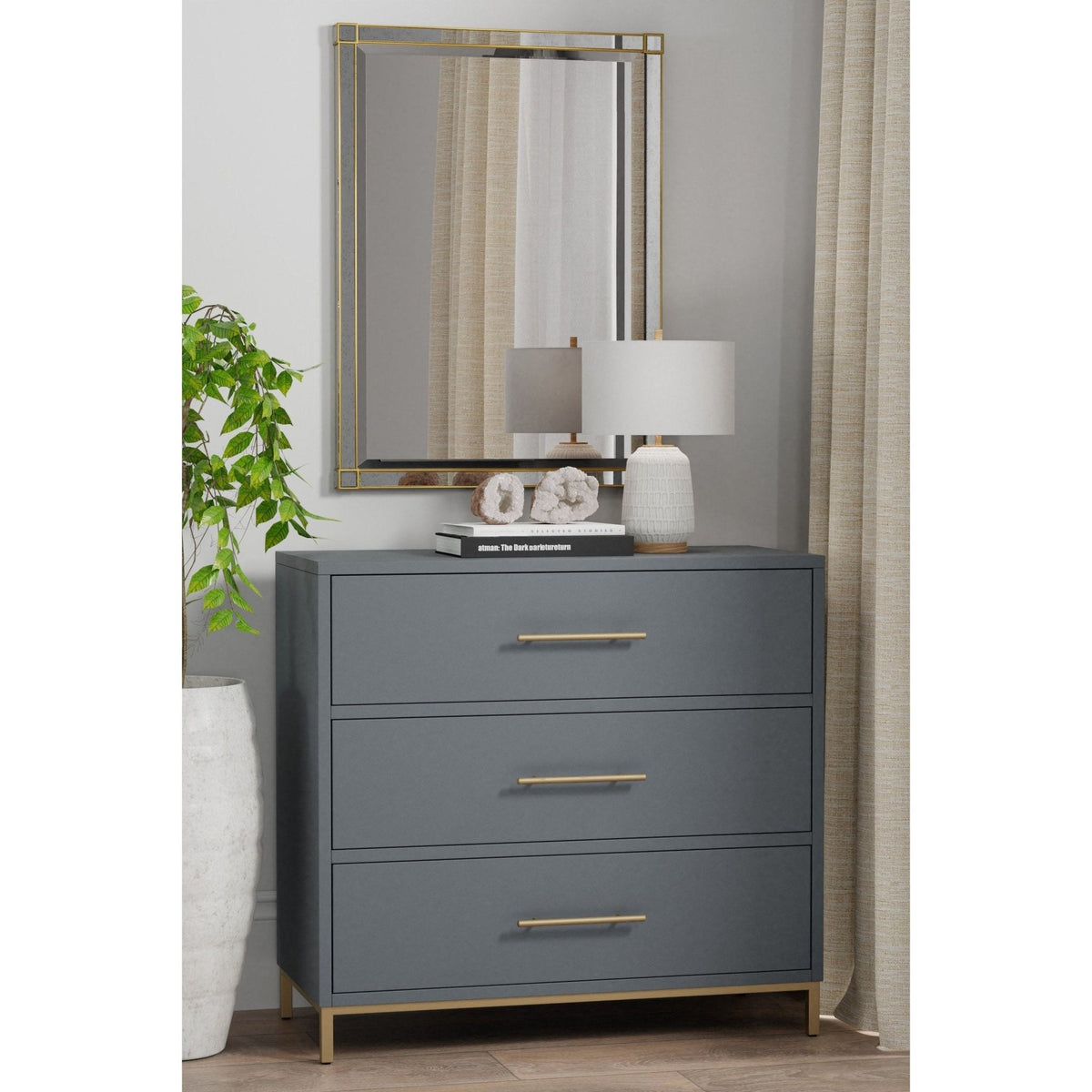 Madelyn Three Drawer Small Chest - Slate Gray