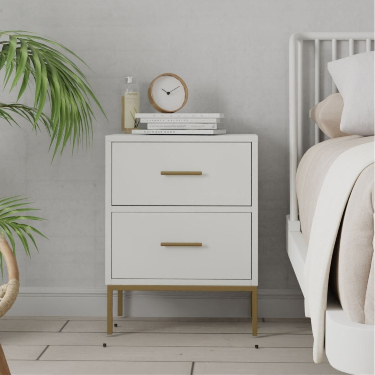 Madelyn Two Drawer Nightstand - White