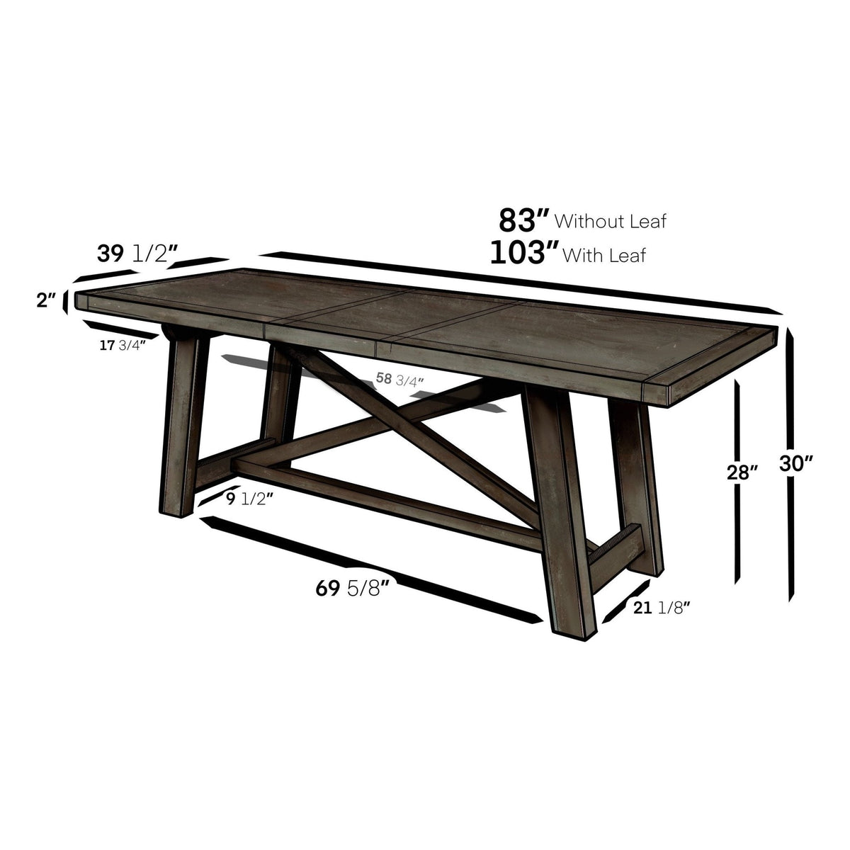 Newberry Extension Dining Table - Salvaged Grey