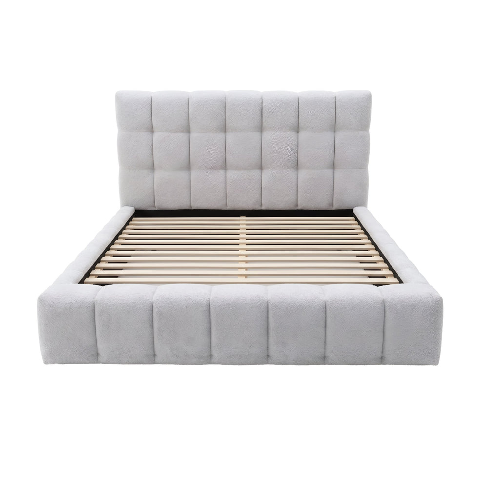 Nora California King Upholstered Platform Bed, Light Gray