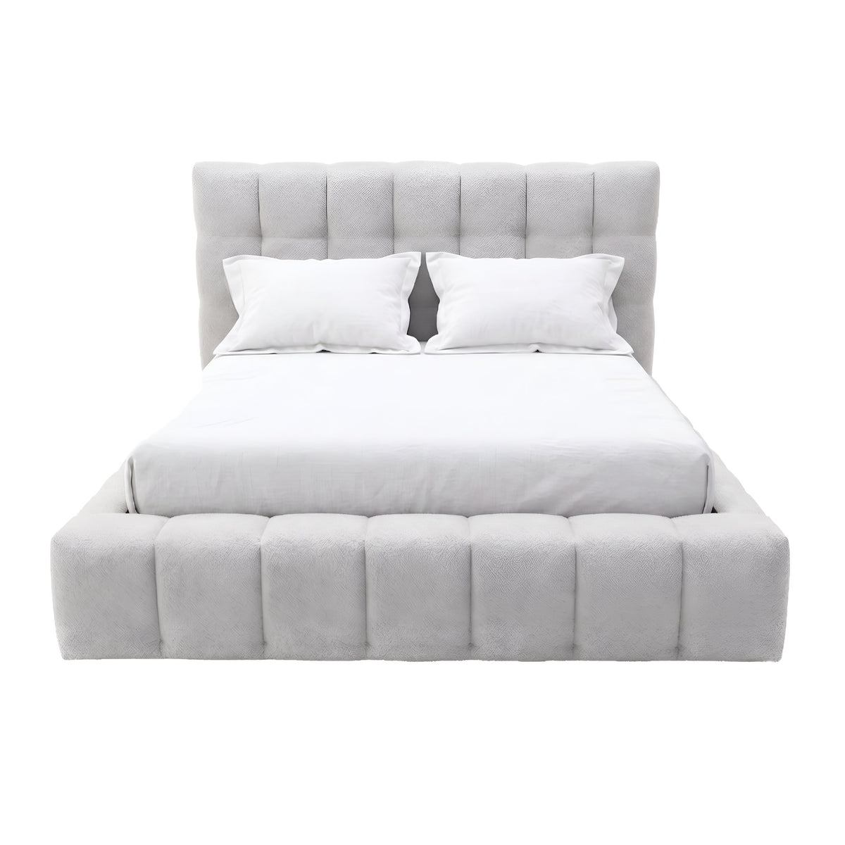 Nora Standard King Upholstered Platform Bed, Light Gray