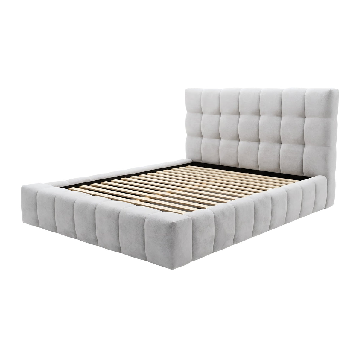 Nora Standard King Upholstered Platform Bed, Light Gray