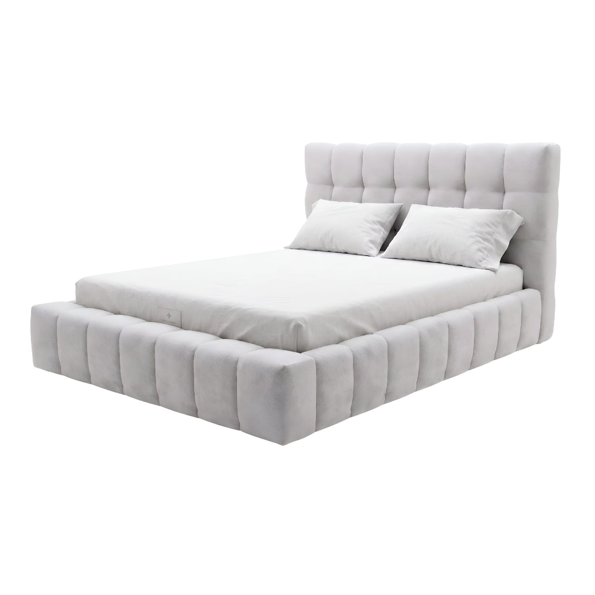 Nora Queen Upholstered Platform Bed, Light Gray