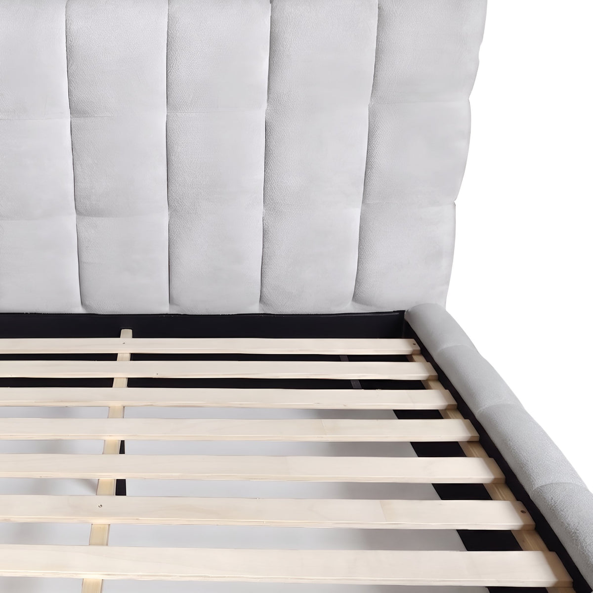 Nora Standard King Upholstered Platform Bed, Light Gray