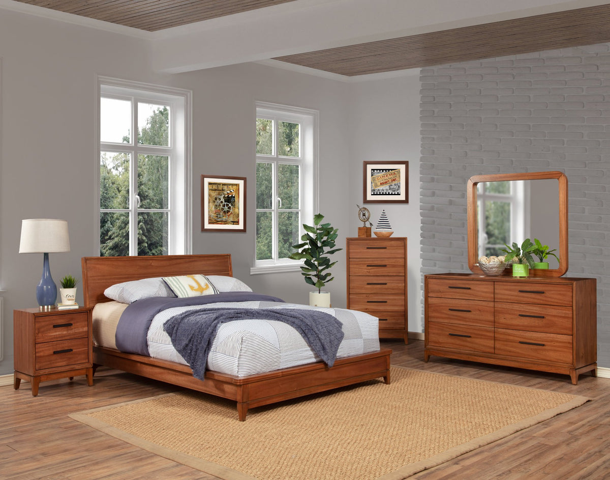 Nova Standard King Platform Bed - Honey Maple