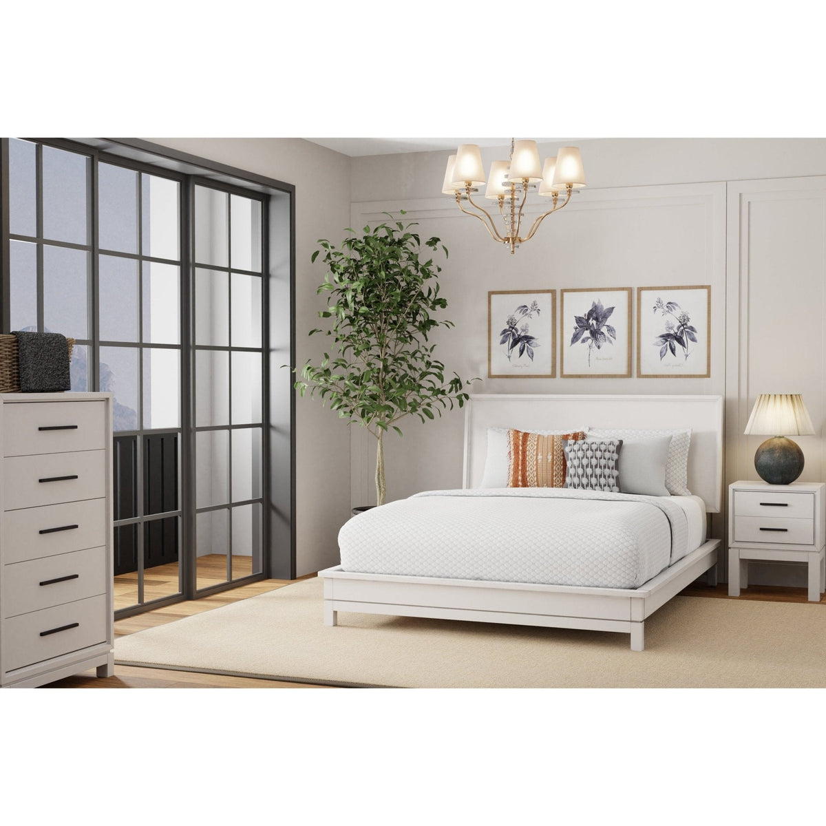Nova Queen Platform Bed - Chalk White