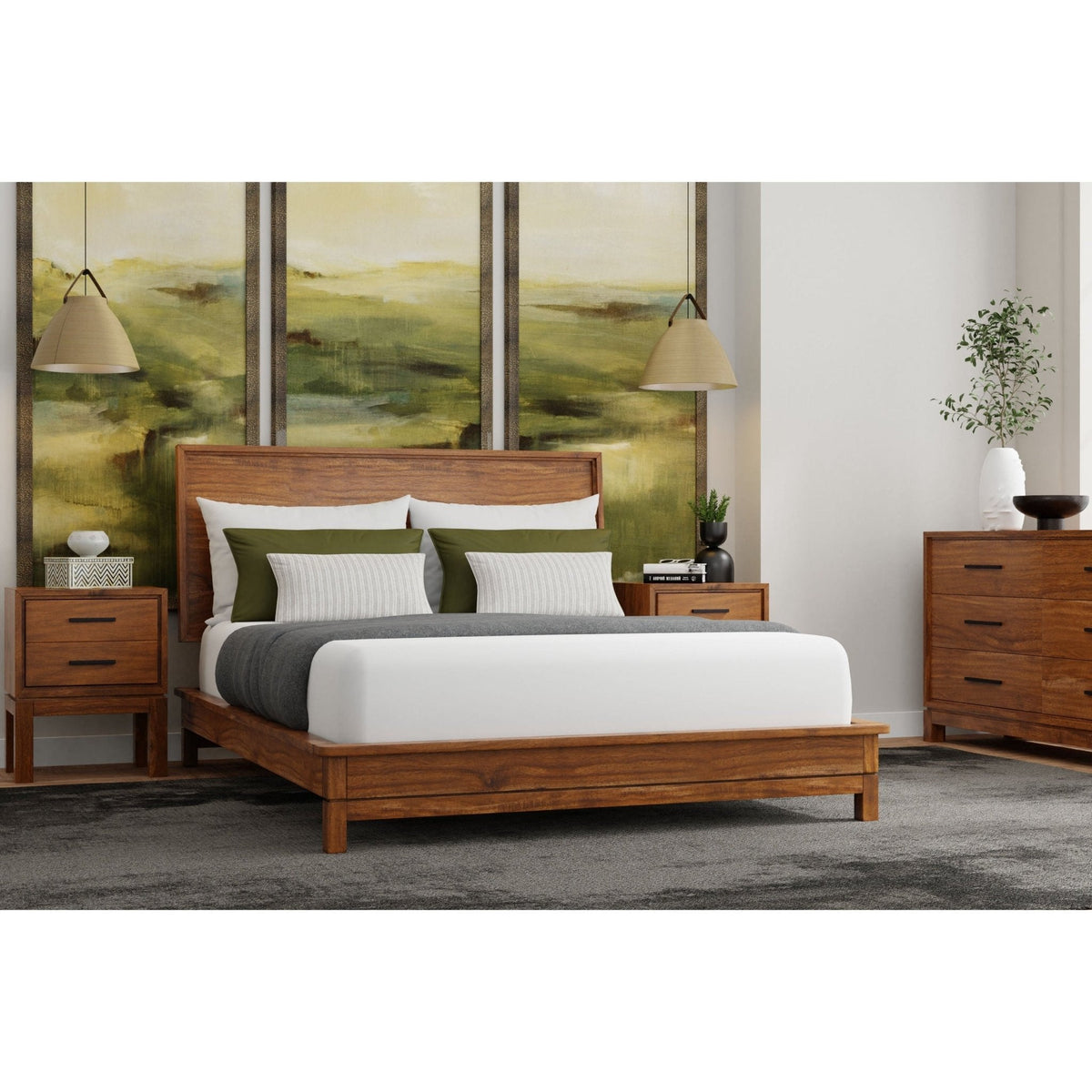 Nova Queen Platform Bed - Honey Maple