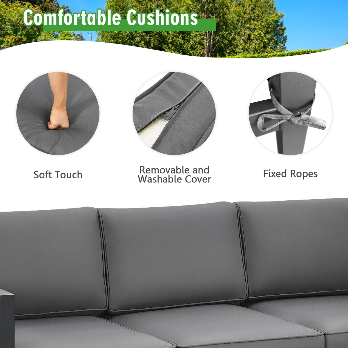 4 Pieces Outdoor Furniture Set for Backyard and Poolside, Gray