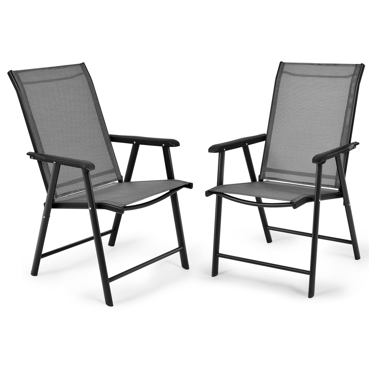 4-Pack Patio Folding Chairs Portable for Outdoor Camping, Gray