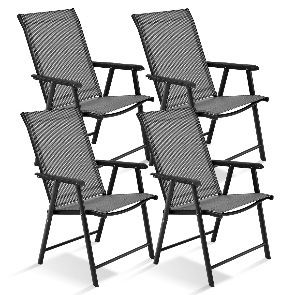 4-Pack Patio Folding Chairs Portable for Outdoor Camping, Gray