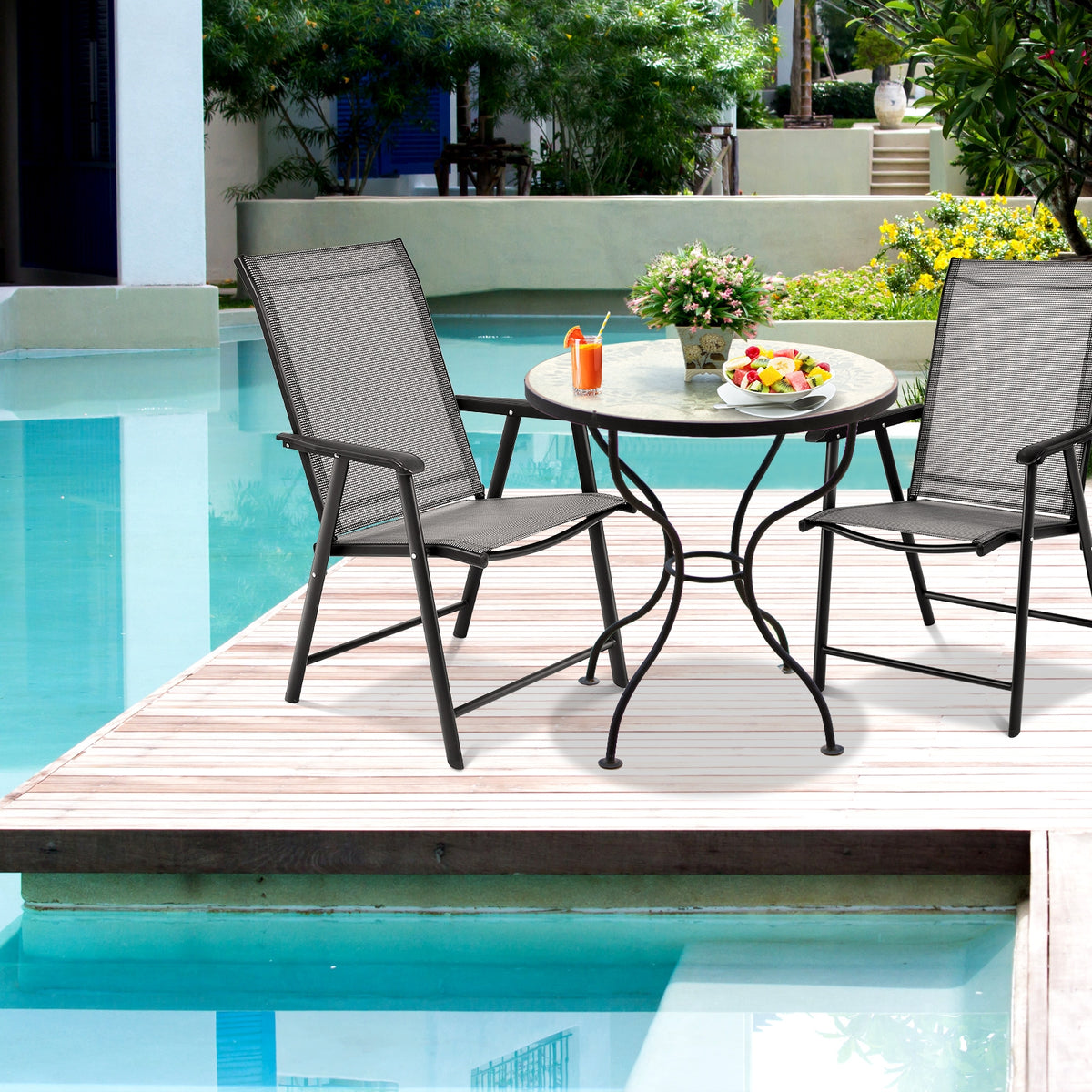 4-Pack Patio Folding Chairs Portable for Outdoor Camping, Gray