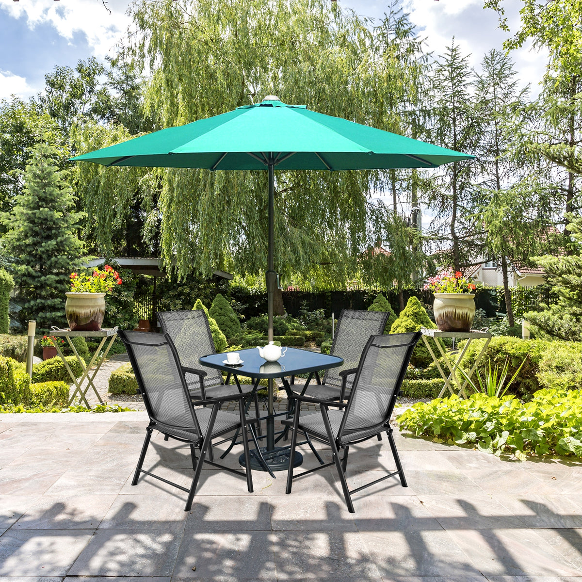 4-Pack Patio Folding Chairs Portable for Outdoor Camping, Gray