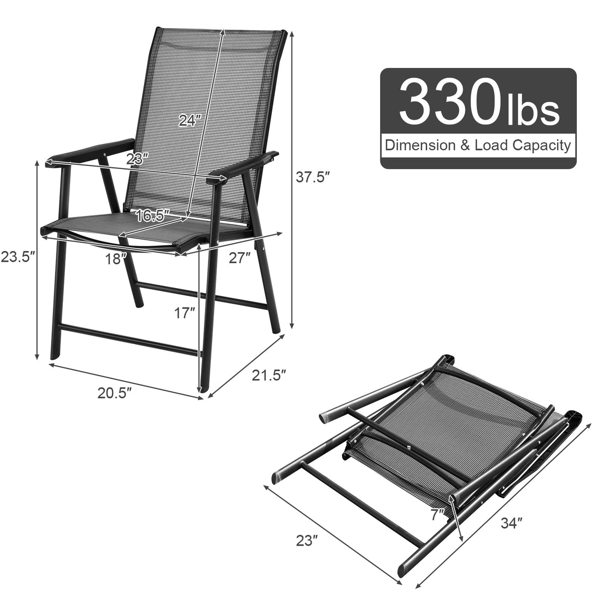4-Pack Patio Folding Chairs Portable for Outdoor Camping, Gray