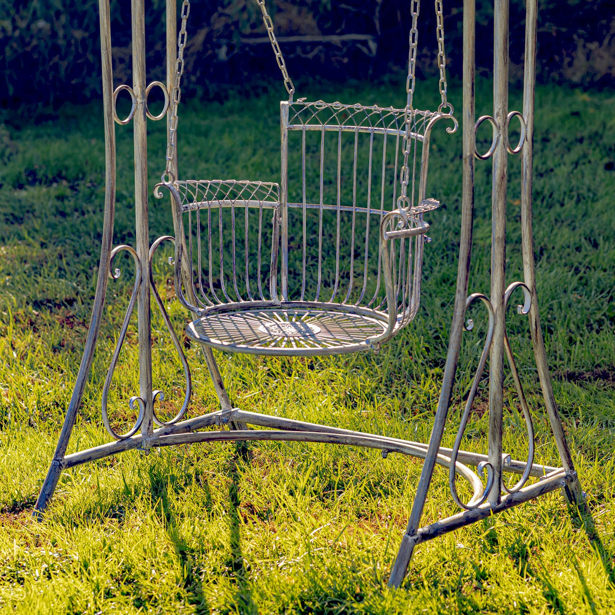 "Oasis" Iron Garden Swing Chair in Blue-Bronze