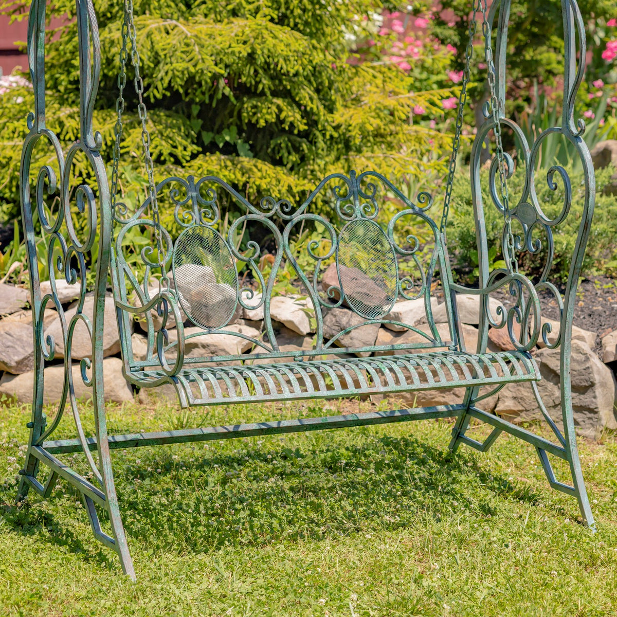 "Giorgi" 92in. Tall Iron Swing Bench