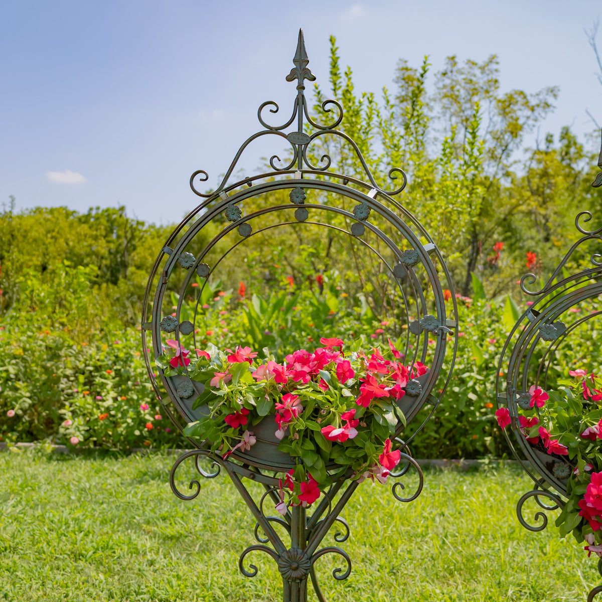 Set of 2 Tall "Tamar" Iron Planters