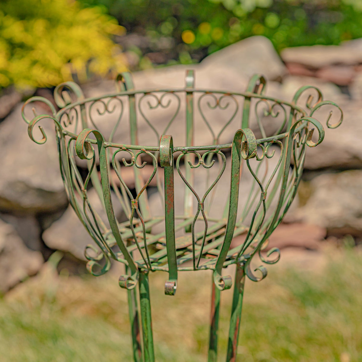Set of 2 Tall Iron Basket Plant Stands "Stephania"