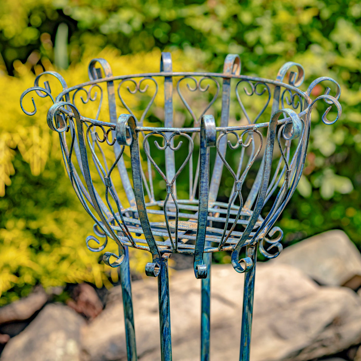 Set of 2 Tall Iron Basket Plant Stands "Stephania"