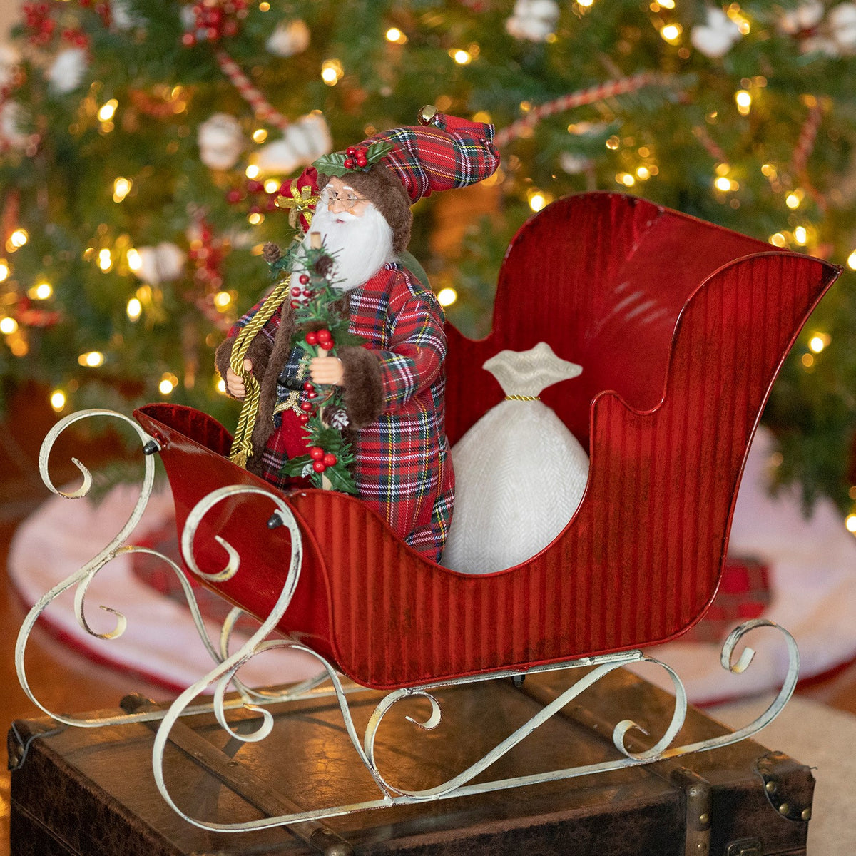 Set of 2 Victorian Style Red Iron Sleighs