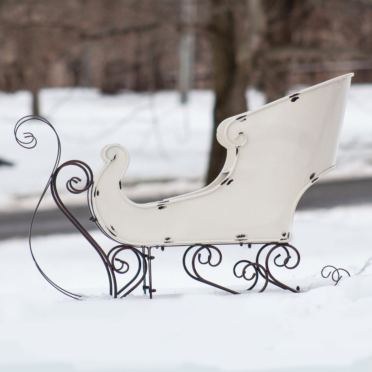 25" Tall Metal Holiday Sleigh Decoration