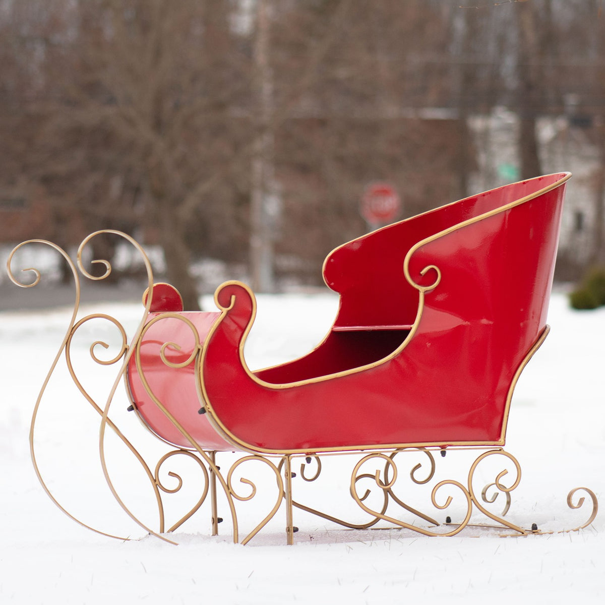25" Tall Metal Holiday Sleigh Decoration