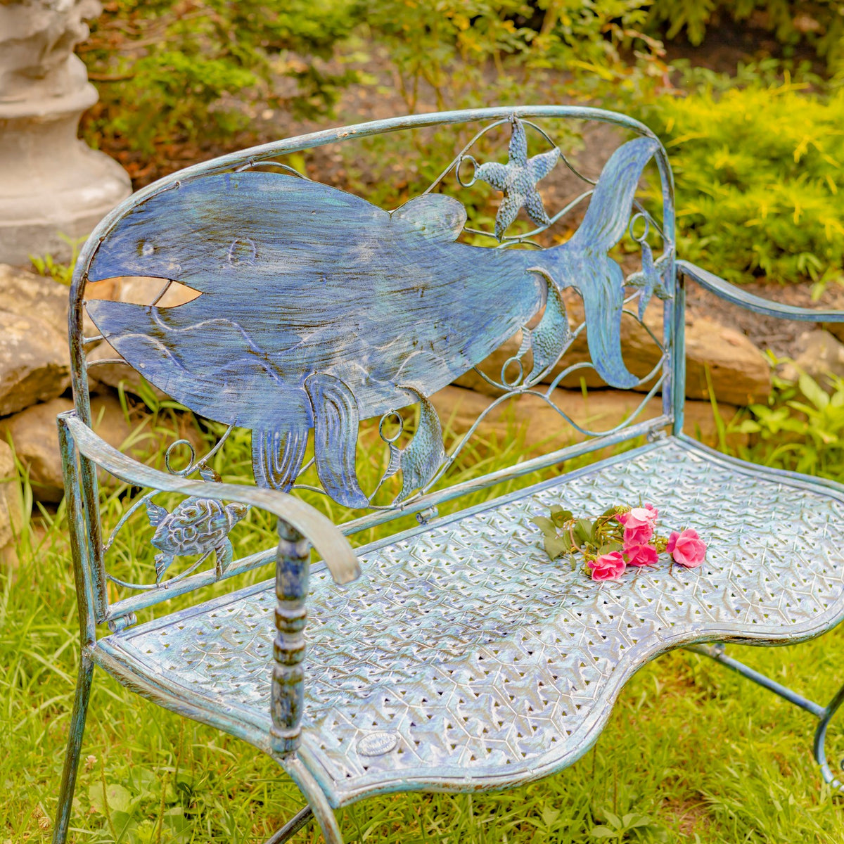 Coastal Whale Bench with Curved Seat "Herman"