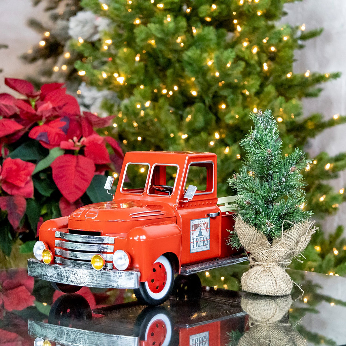 18" Red Metal Truck Decoration