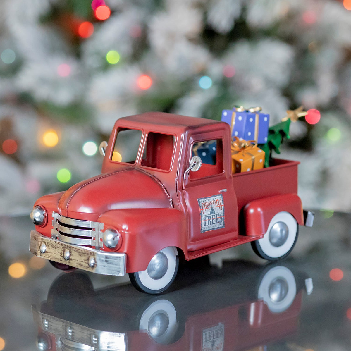 Mini Metal Truck with Christmas Tree and Gifts