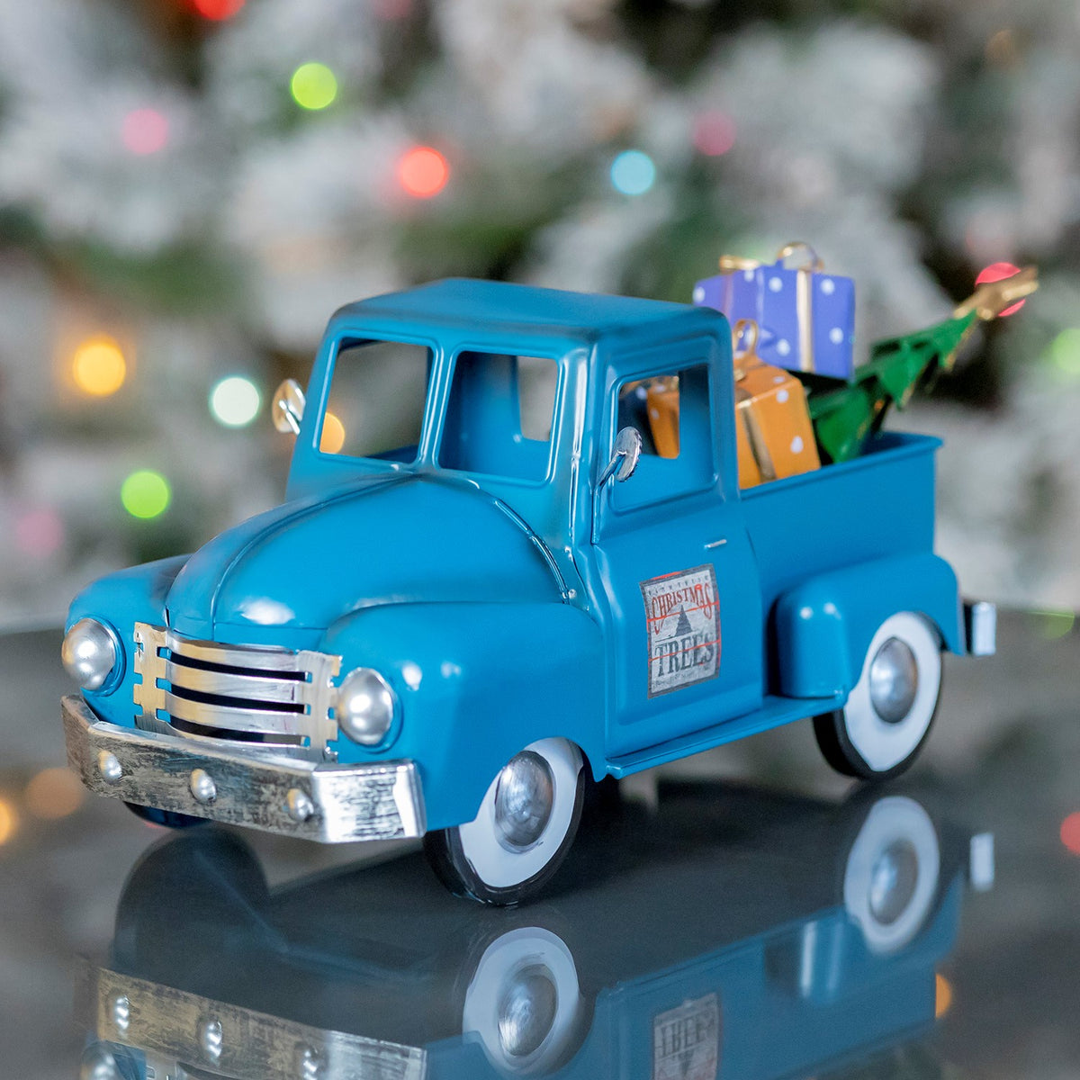 Mini Metal Truck with Christmas Tree and Gifts