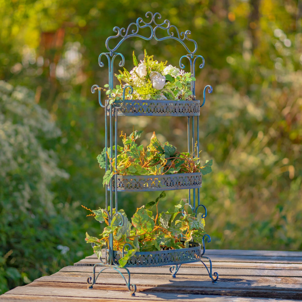 43" Tall Three Tier Iron Plant Stand