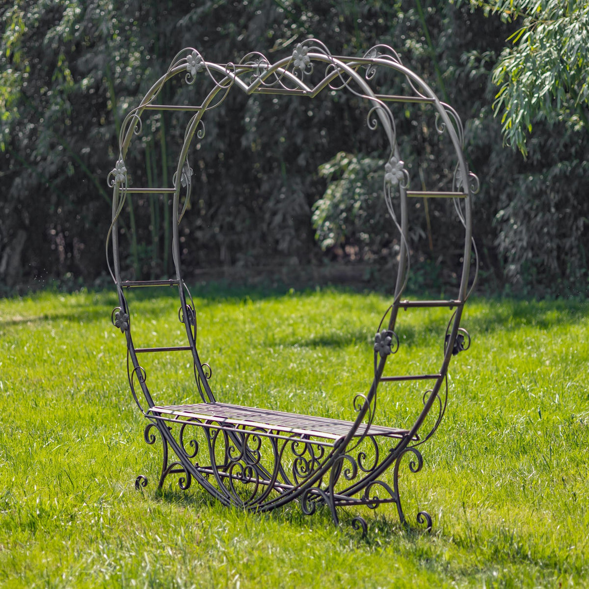 6.8ft. Tall Heart-Shaped Iron Bench "Amore"