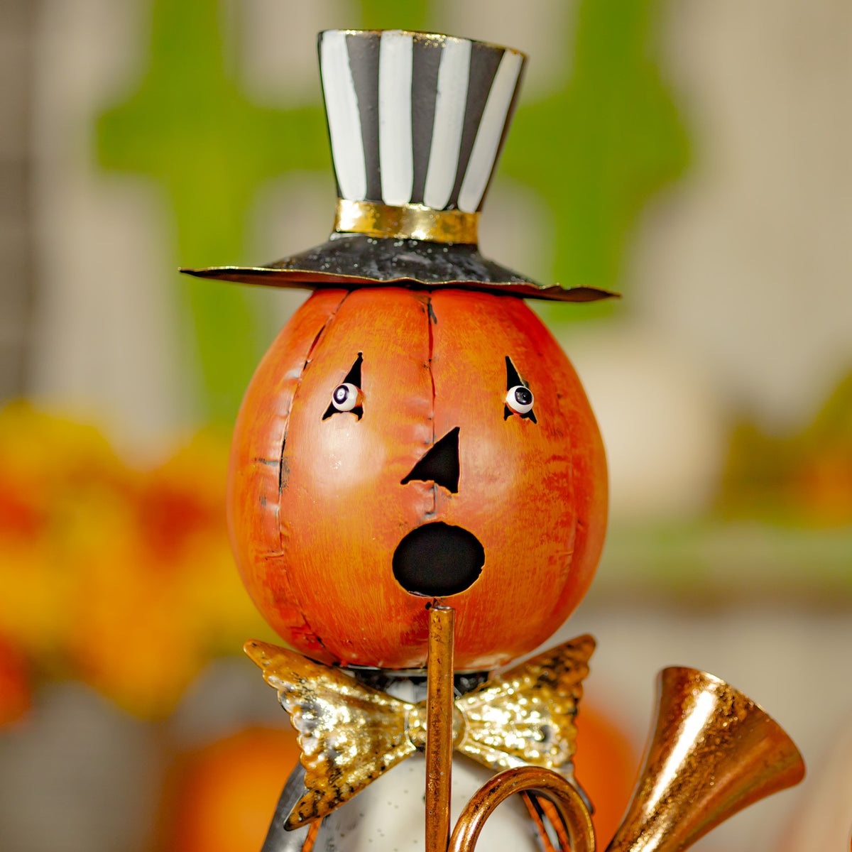Set of 2 Metal Jack-O-Lantern Musician Couple