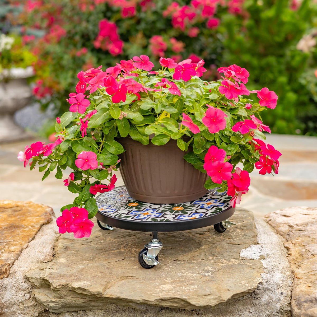 11.8" Ceramic Mosaic Tile Plant Trolley "Madrid" (Set of 2)