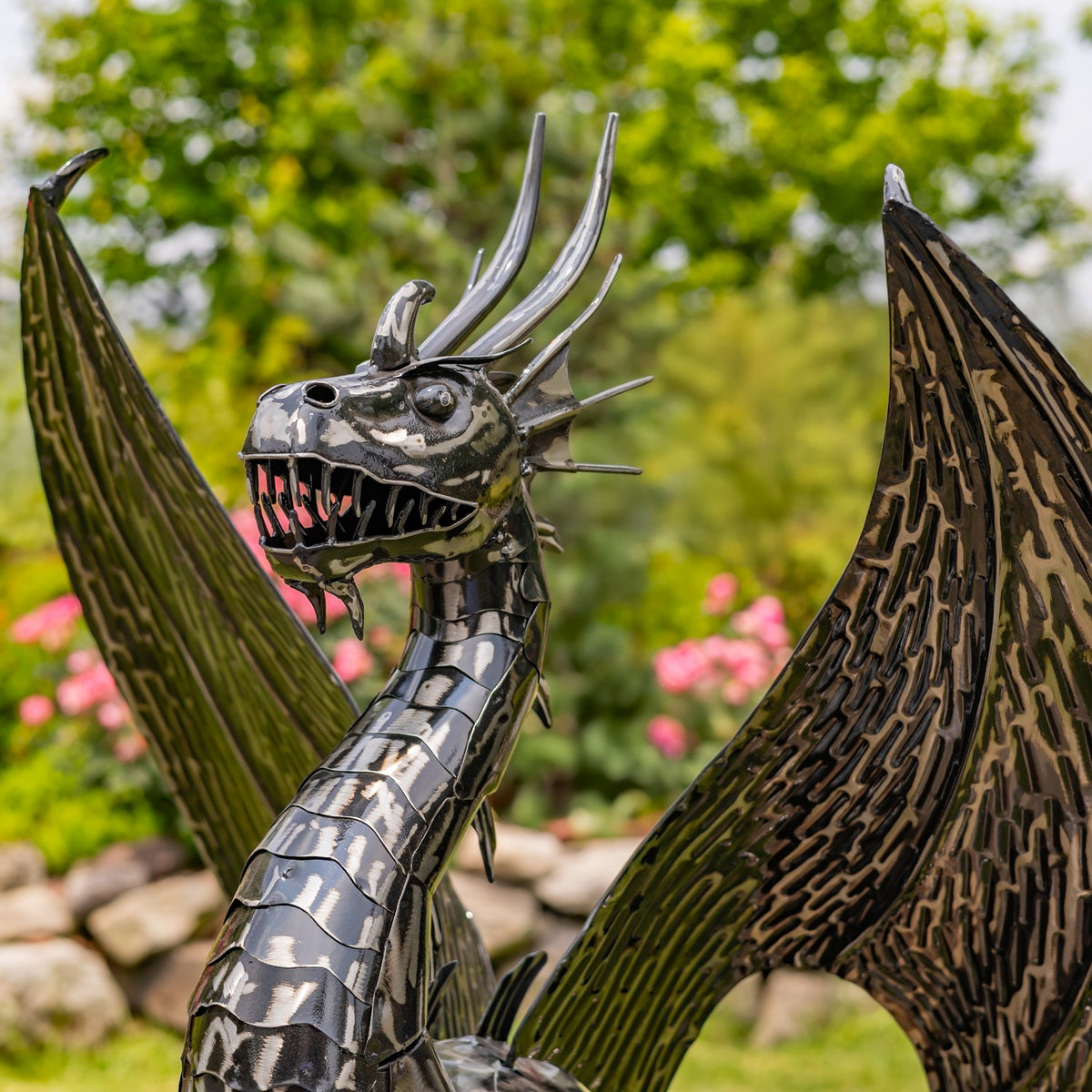 39.5" Tall Iron Dragon Sentry Statue "Spike"