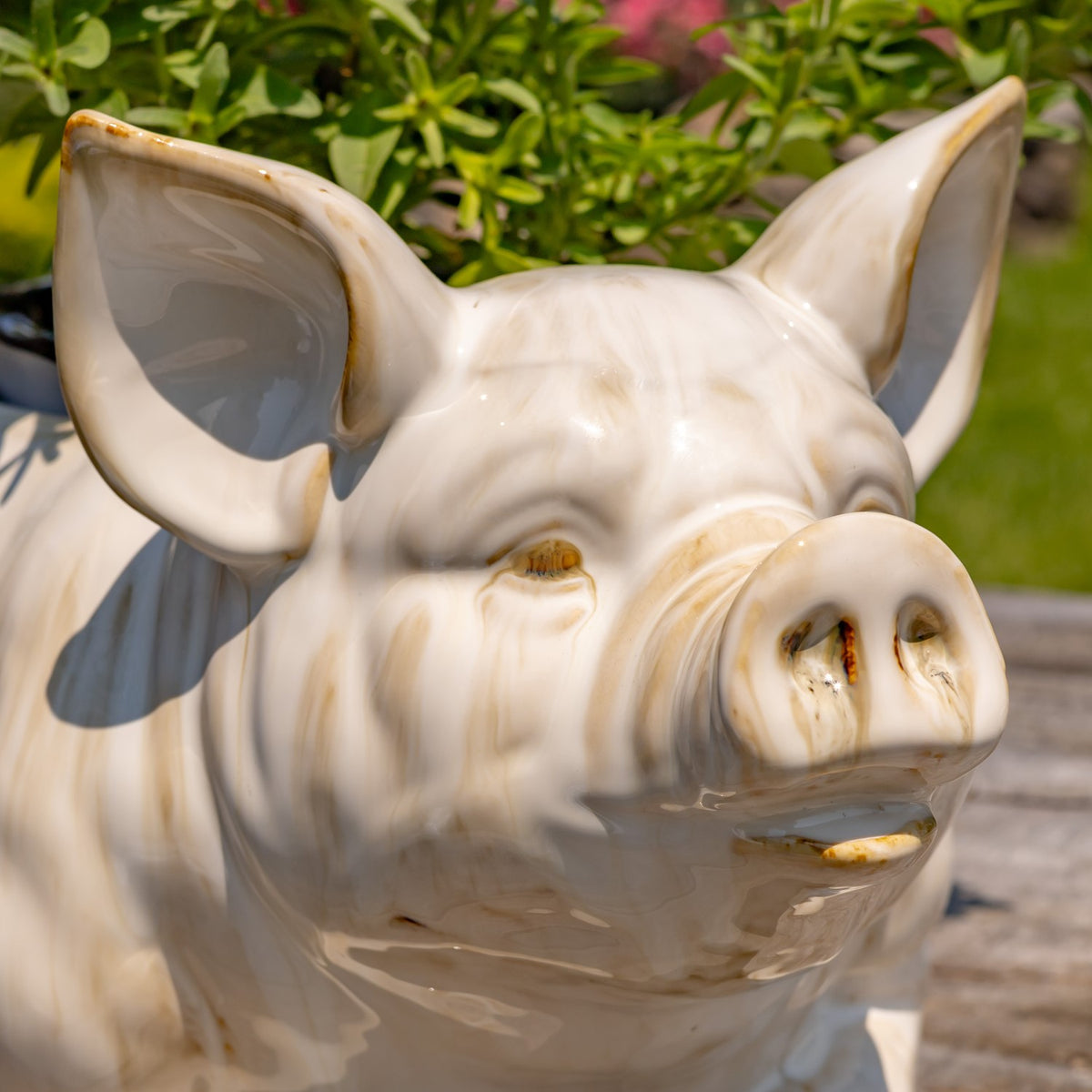 13" Hand Painted Ceramic Pig Planter "Kewanee"