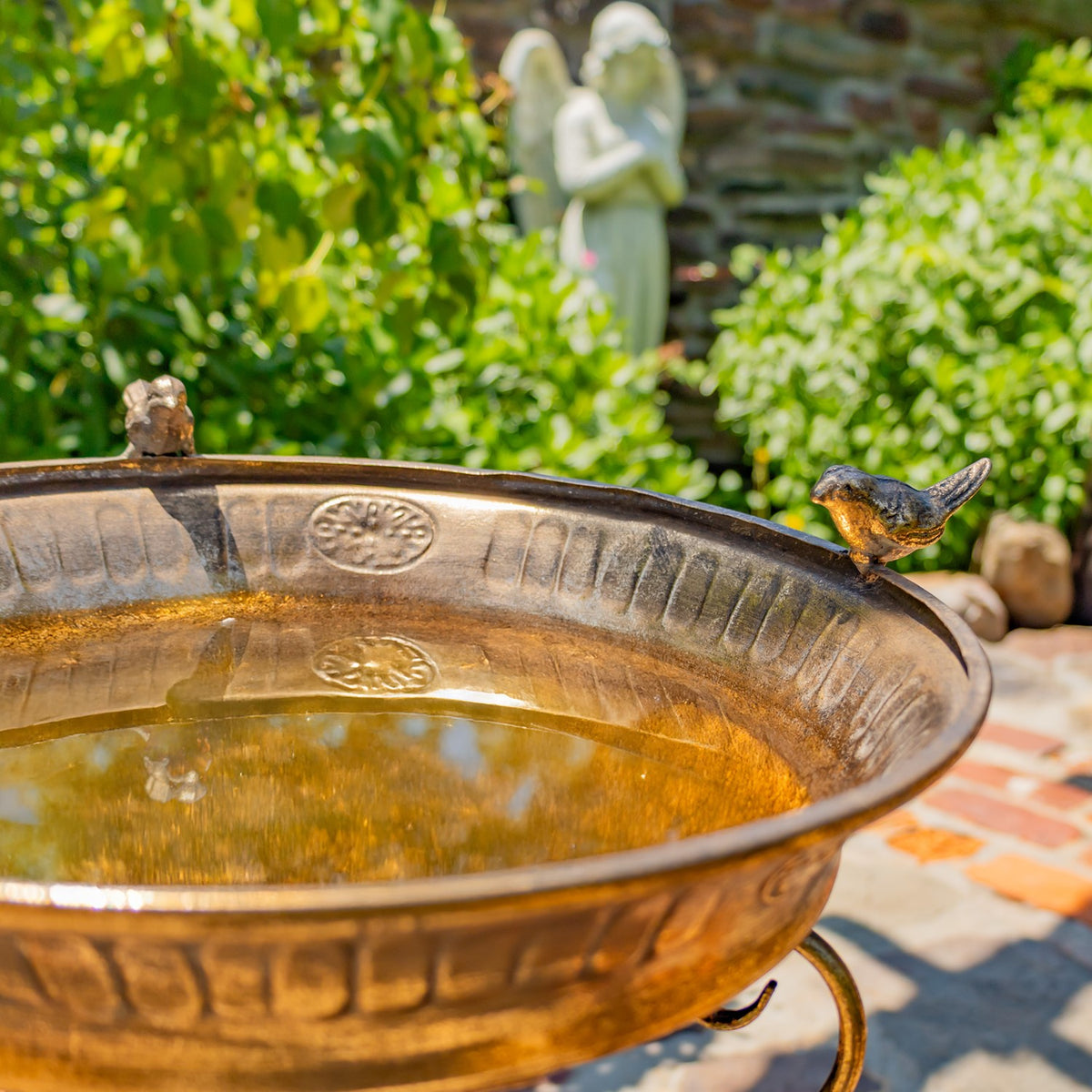 25.4" Tall Birdbath-Feeder with Ornate Stand