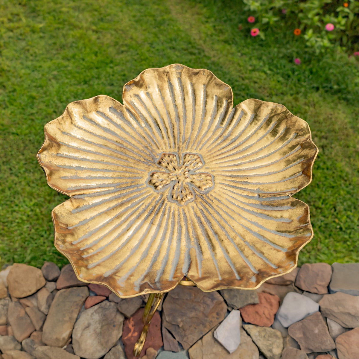 24.2" Tall Flower-Shaped Metal Birdbath-Feeder