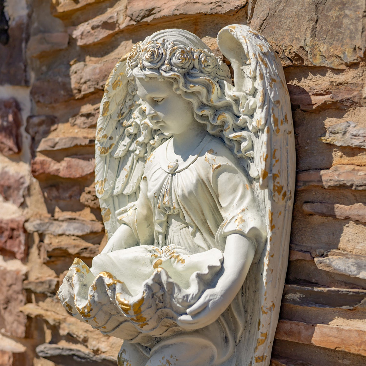 30" Tall Wall Hanging Cherub Flower Planter