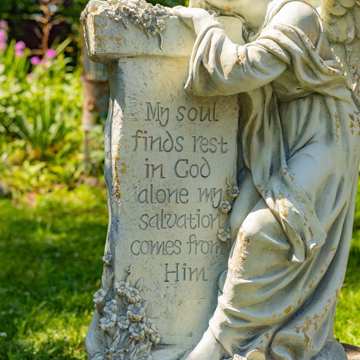 34" Tall Mourning Angel Statue with Pedestal