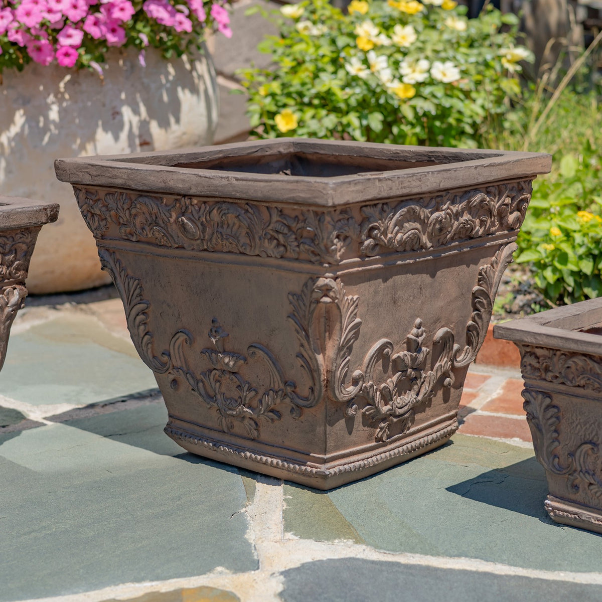 Set of 3 Assorted Magnesium Square Flower Pots