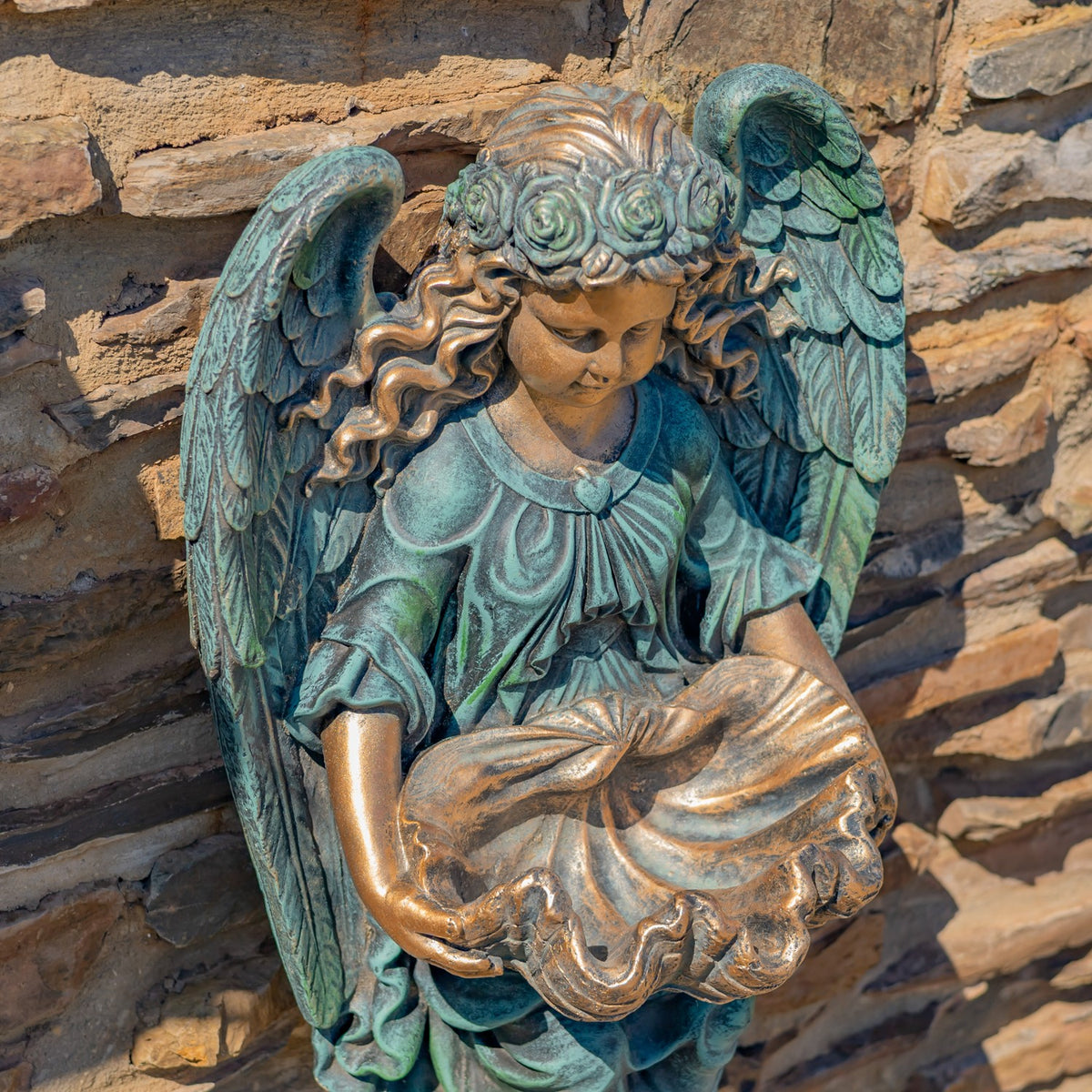 30" Tall Wall Hanging Cherub Flower Planter