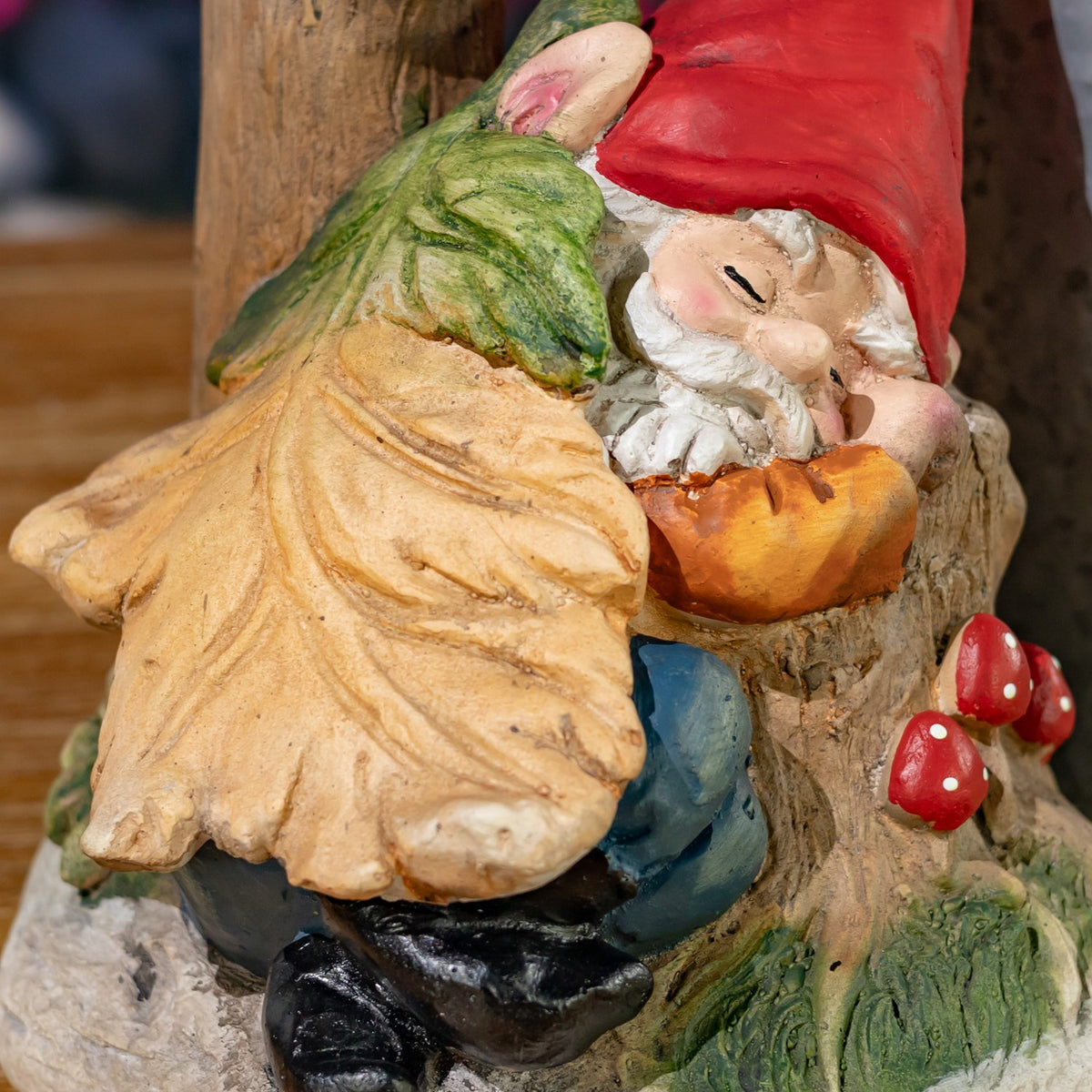Set of 2 Assorted Sleepy Woodland Gnomes with Solar LED Lanterns "Gnorman & Gnolan"