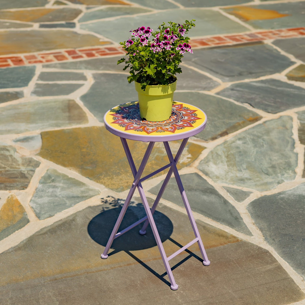 "Portofino" 23" Tall Mosaic Folding Plant Stand - Purple