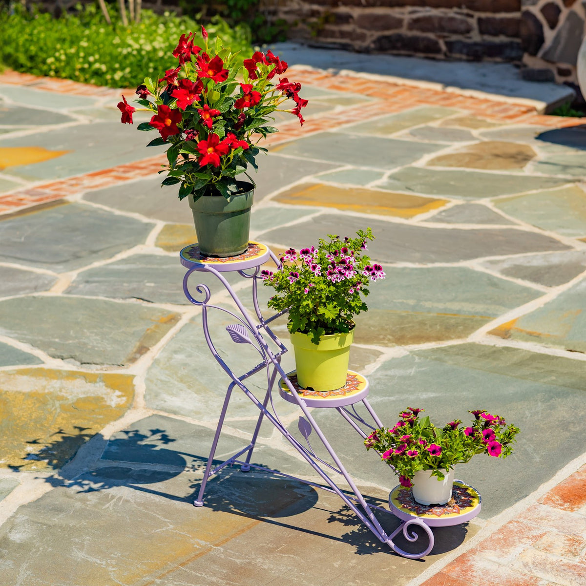 "Portofino" 23.5" Tall Staggered Three-Tier Plant Stand - Purple