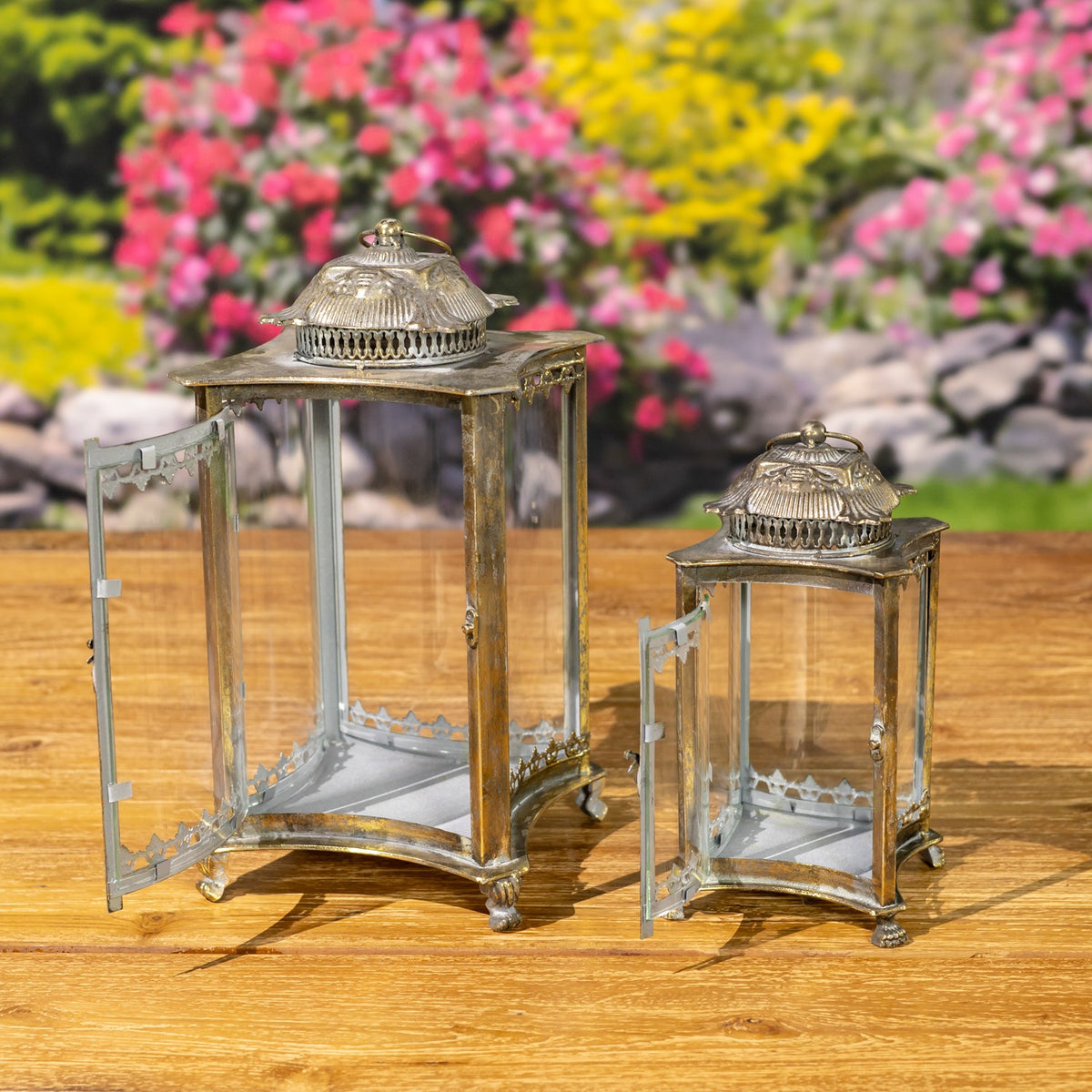 Set of 2 Iron/Glass Terrariums "Frankfurt"